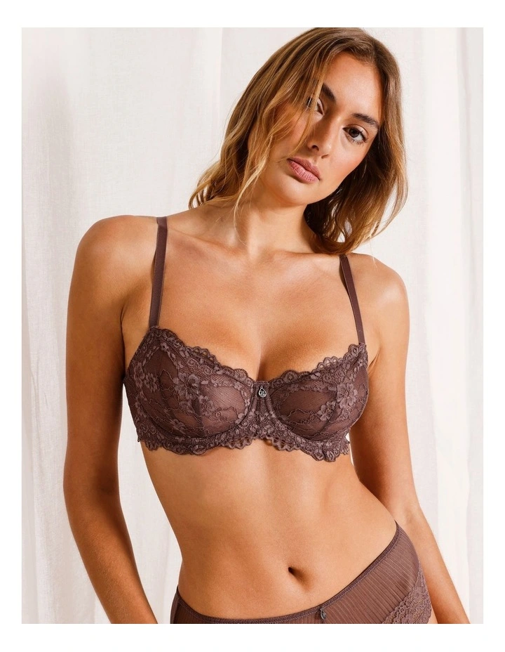 Pure Comfort Lace Balconette Underwire Bra in Rose Taupe