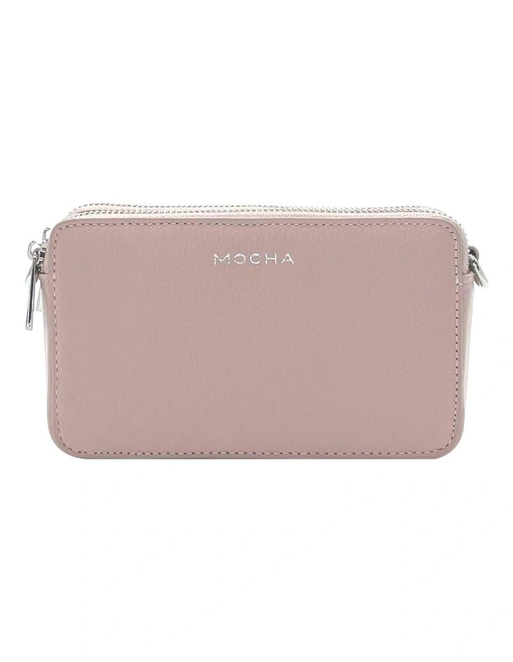Mocha Mini Leather Chain Crossbody Bag Blush