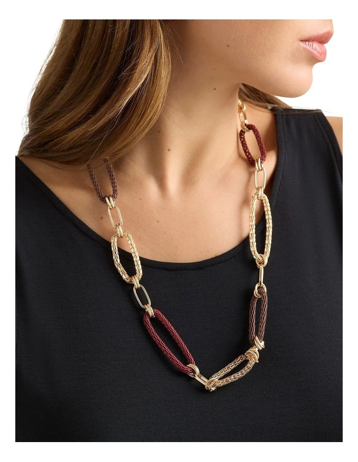 Rope Mesh Link Necklace in Rust