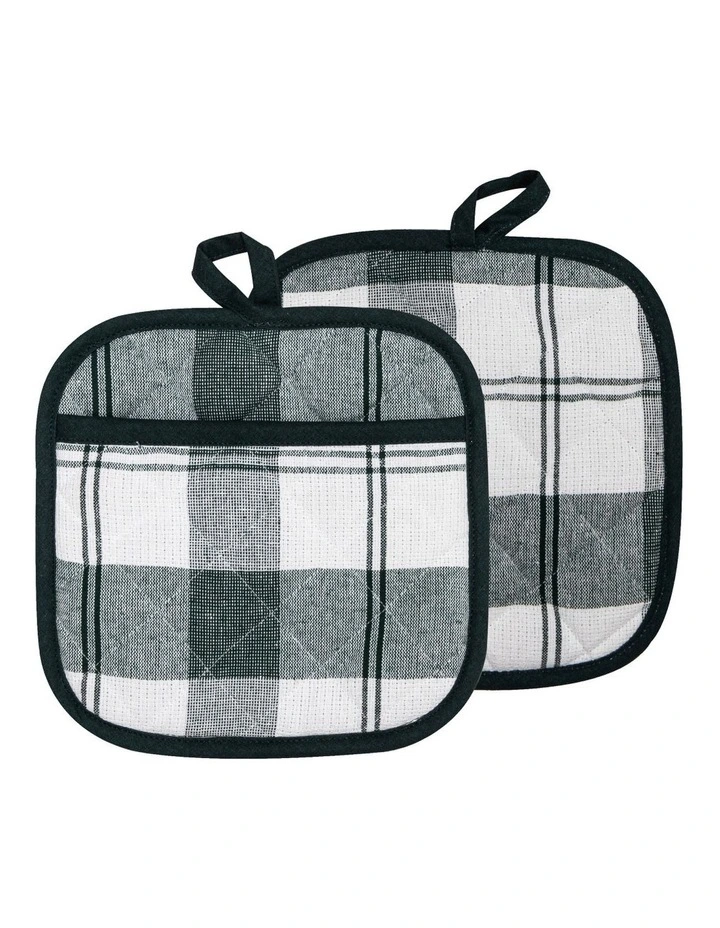 Eco Plaid Pot Holder 2 Pack in Green
