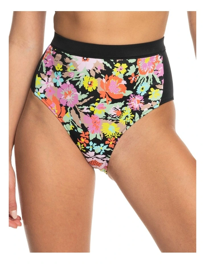 Active High Waist Bikini Bottoms in Anthracite Floral Escape