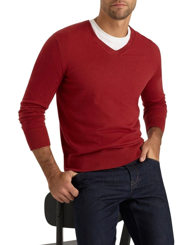 Asher Cotton Cashmere Tee Knit in Wine
