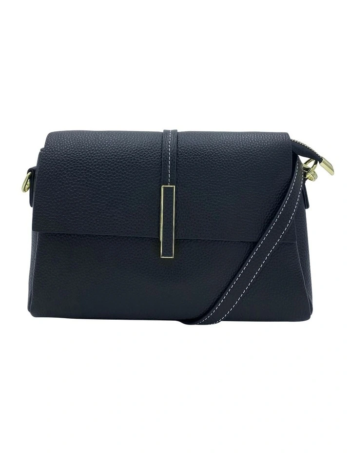 Lola Flap Leather Crossbody Bag in Black