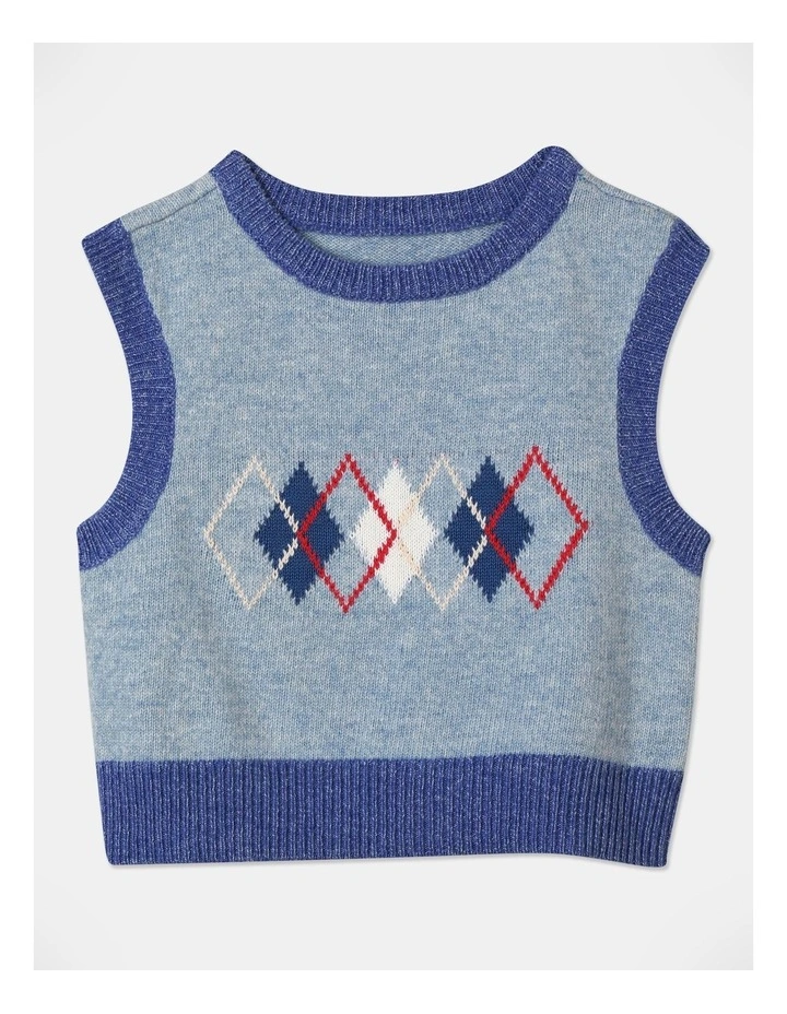 Knitted Vest in Blue Marle