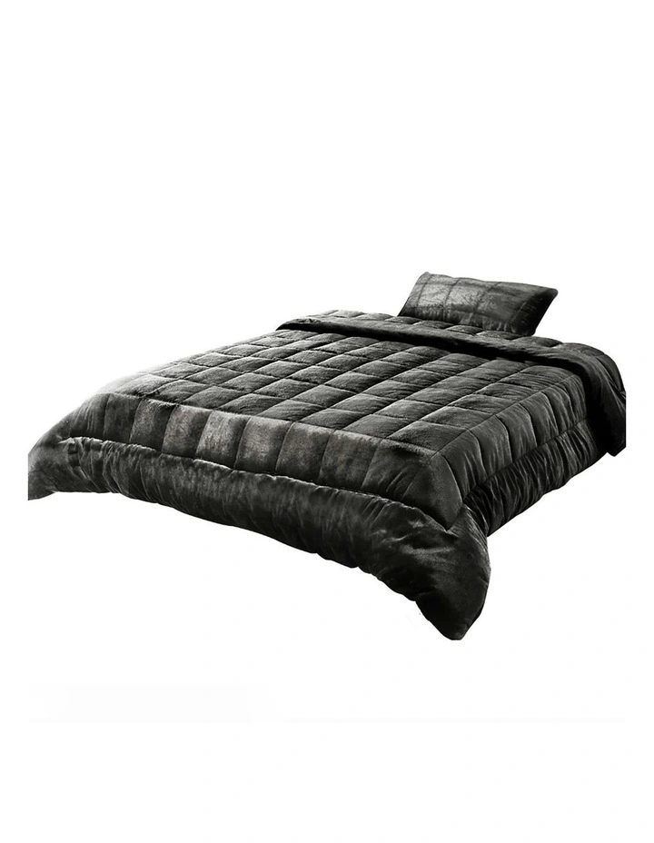 Faux Mink Fleece Single Quilt in Charcoal