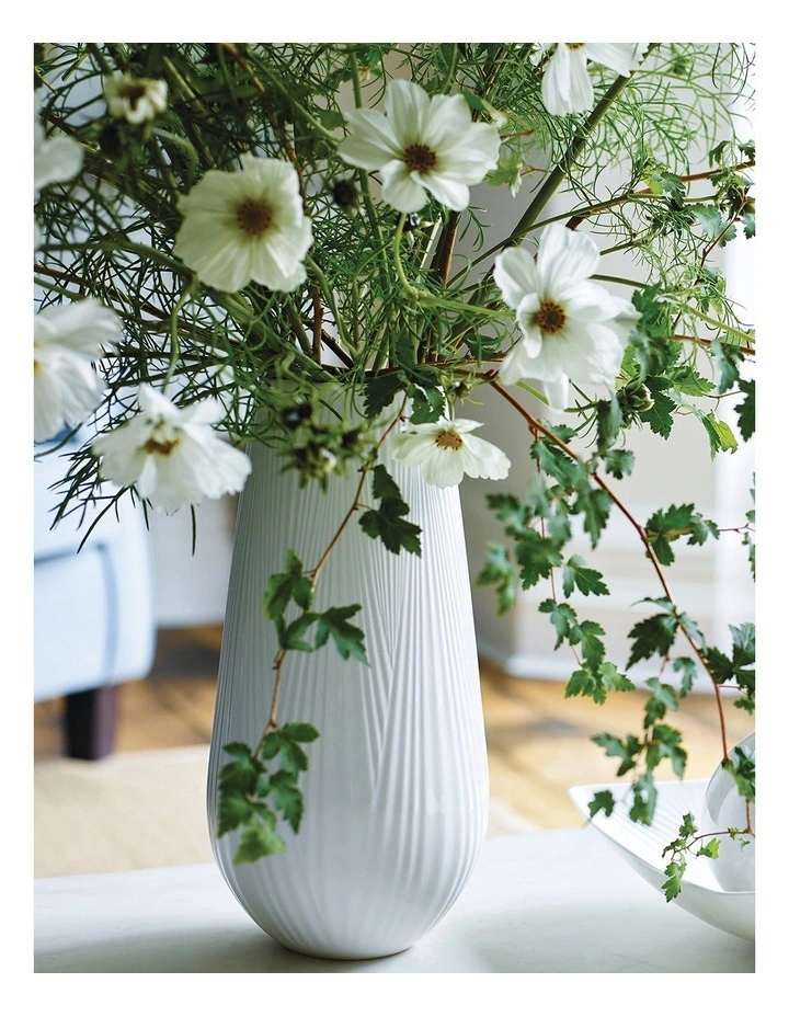 Folia 30cm Fine Bone China Tall Vase White