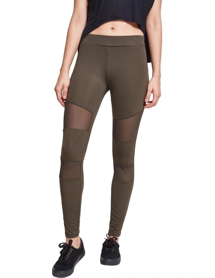 Tech Mesh Leggings in Dark Olive