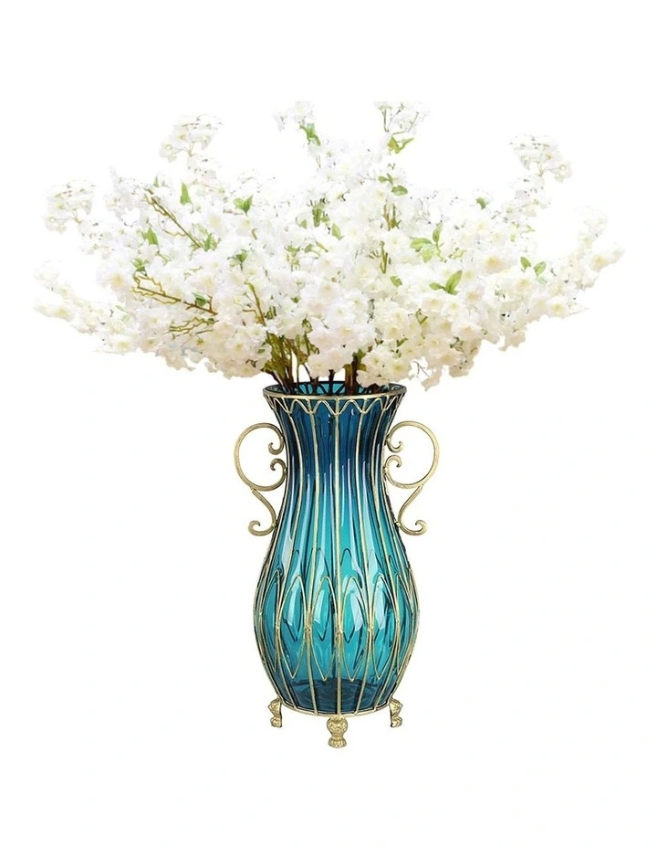 Glass Vase And Artificial Flower Set 51cm in Multi