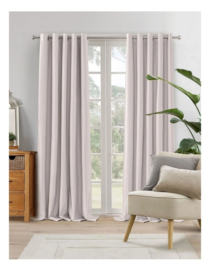 Blockout Eyelet Curtain Pair in Porcelain
