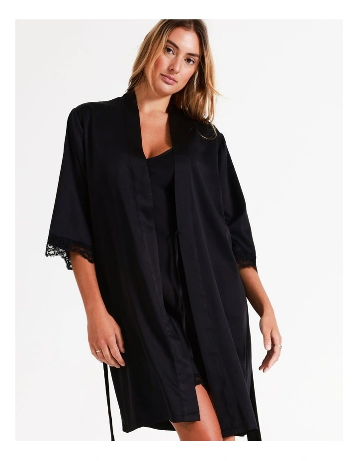Satin Robe in Black