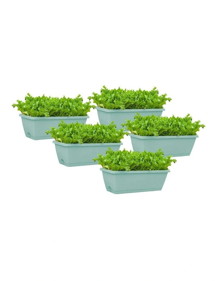 Rectangular Planter Plastic Box with Holder 49.5cm Set of 3 in Green