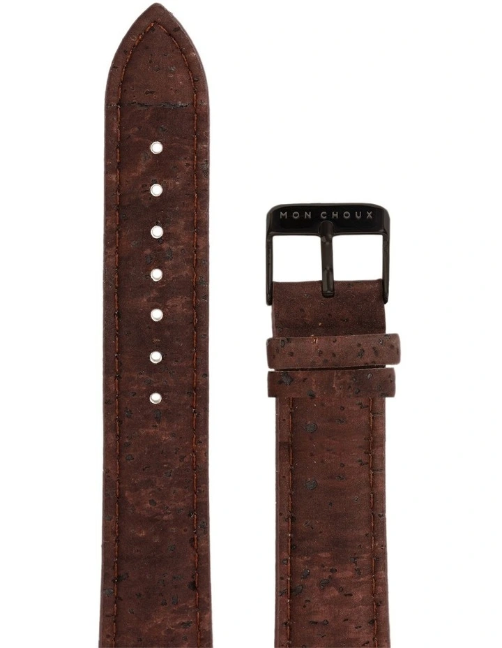 Cork Leather Vegan Watch Strap 18mm in Brown/Black