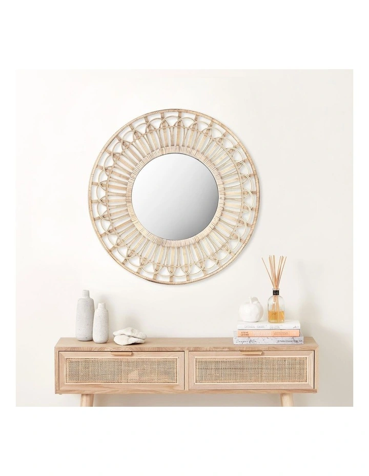 Panay Round Rattan Mirror 70cm in Natural