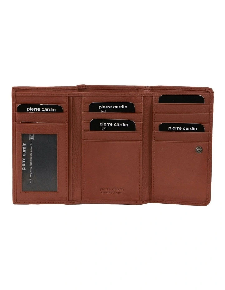 Pleated Leather Tri-Fold Wallet in Rose