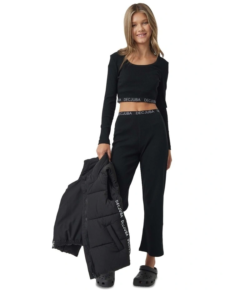 Riley Rib Pant in Black