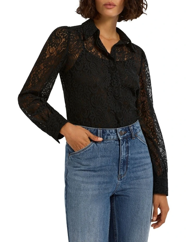 Come Clean Lace Blouse in Black