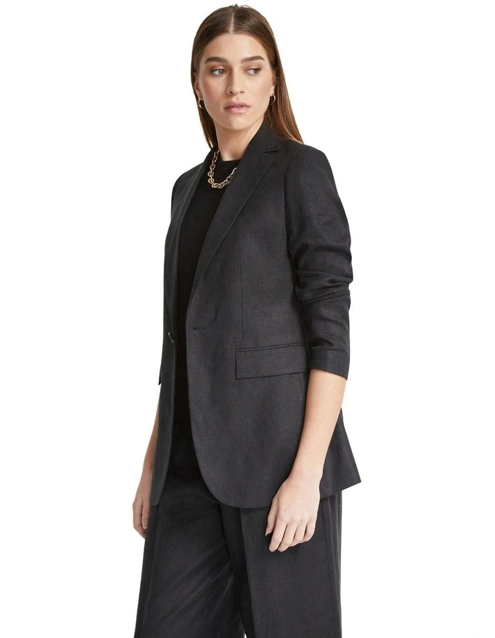 Lola Linen Jacket in Black