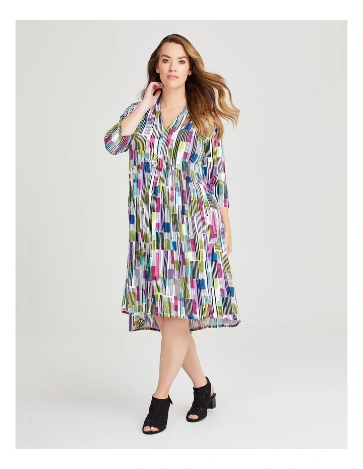 Natural V-neck Dress in Print