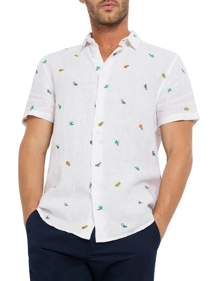 On The Wild Side Linen Shirt in White