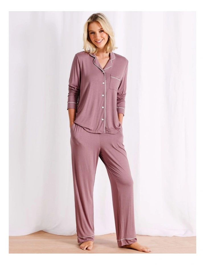 Pure Comfort Bamboo Long Pyjama Set in Brown
