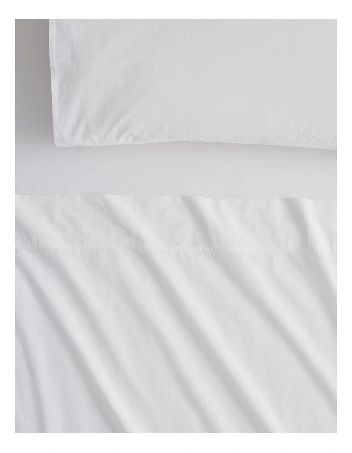 Bayley Washed Percale Fitted Sheet in White