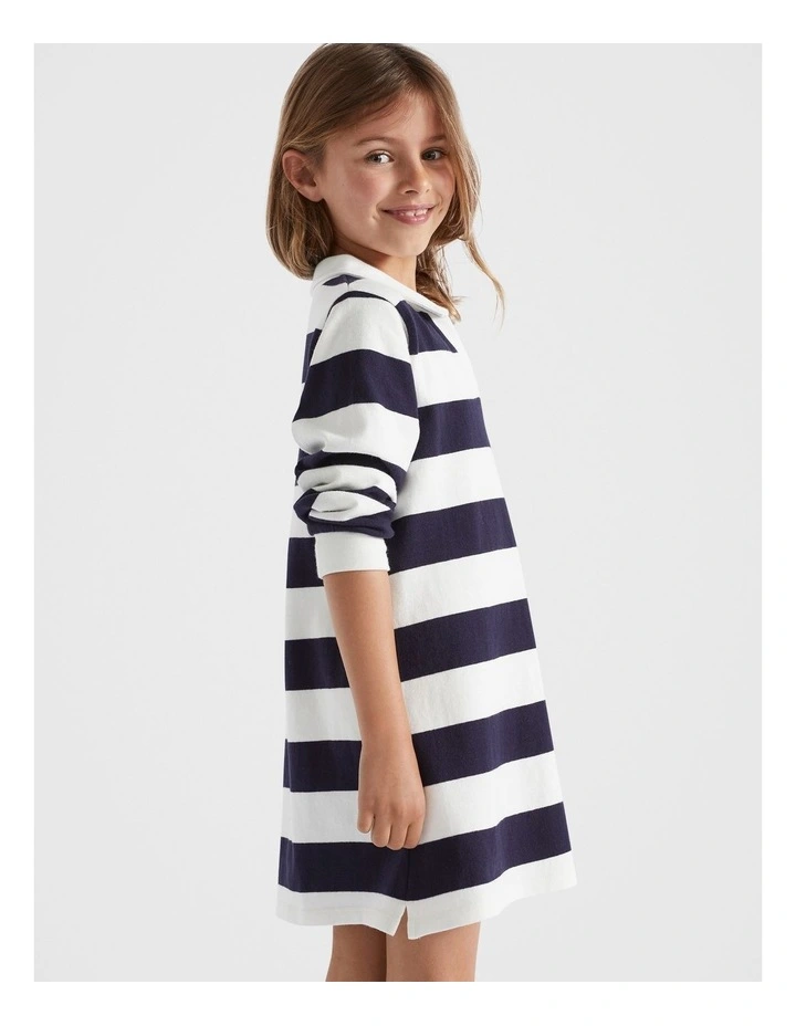 Core Rugby Dress in Midnight Stripe