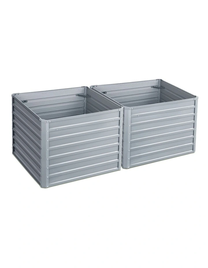 Green Fingers 2x Galvanised Steel Raised Garden Bed
