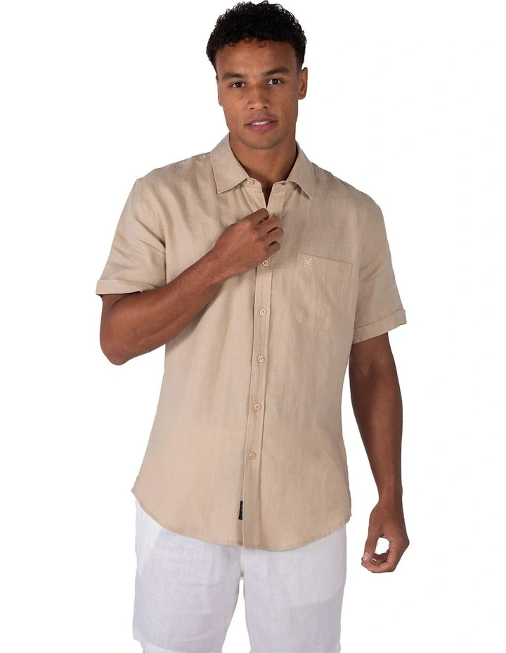 Short Sleeve Linen Shirt in Natural