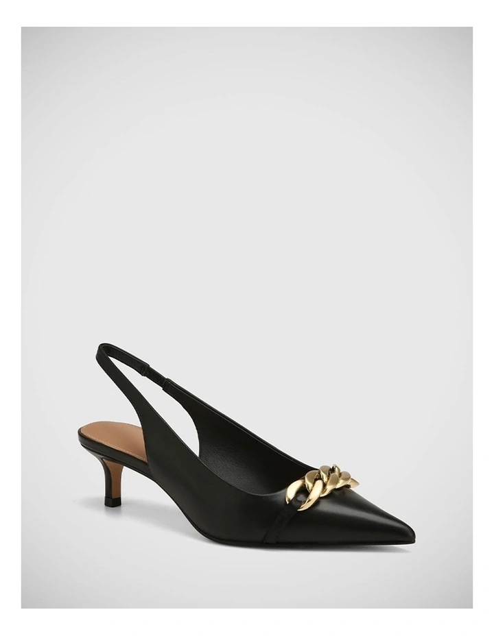 Harper Leather Slingback in Black