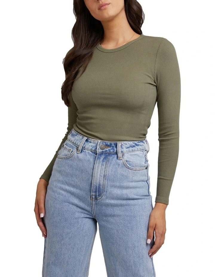 Eve Rib Baby Long Sleeve Tee in Green