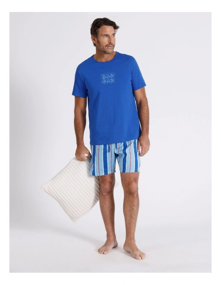 Short Sleeve Tee & Sateen Cotton Short PJ Set Rad Dad in Blue