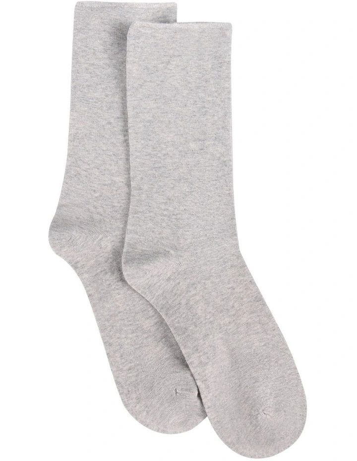 Comfort Top Crew Length Socks in Grey Marle