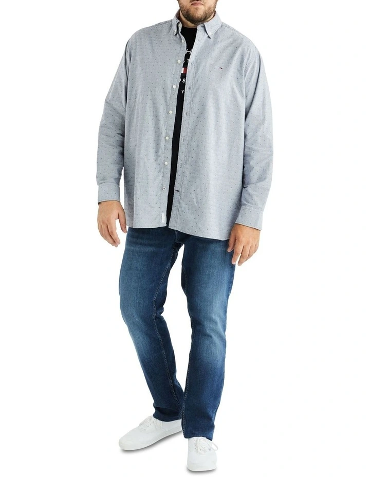 Oxford Fil Coupe Long Sleeve Shirt in Blue