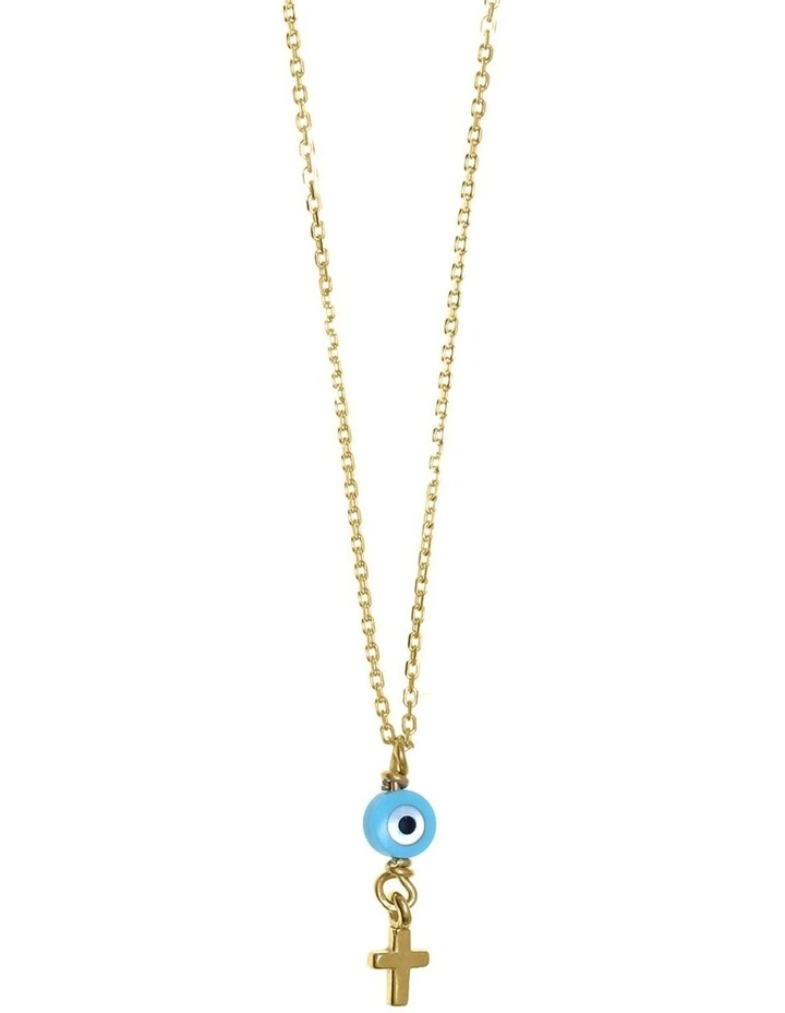 Tiny Shiny Evil Eye & Heart Gold Necklace