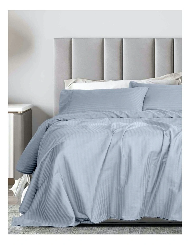 Damask 1200TC Cotton Sateen Sheet Set in Blue King