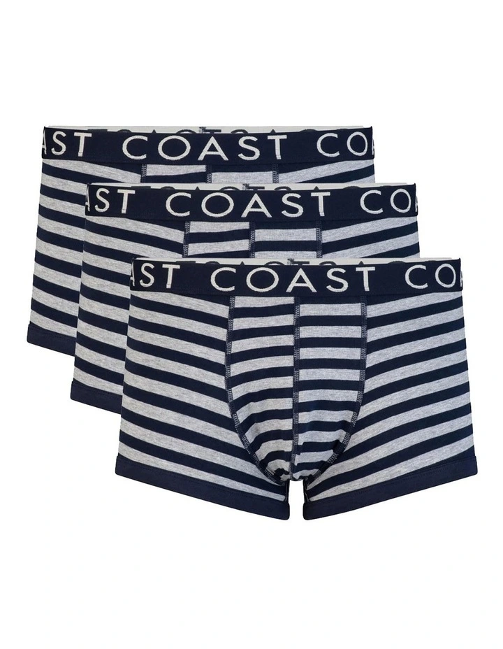 Stripe Boxers Gift 3 Pack in Navy Multi