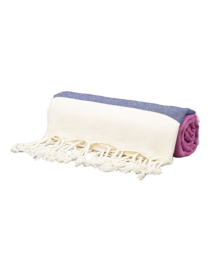 Thin Turkish Towel in Fuchsia/Navy