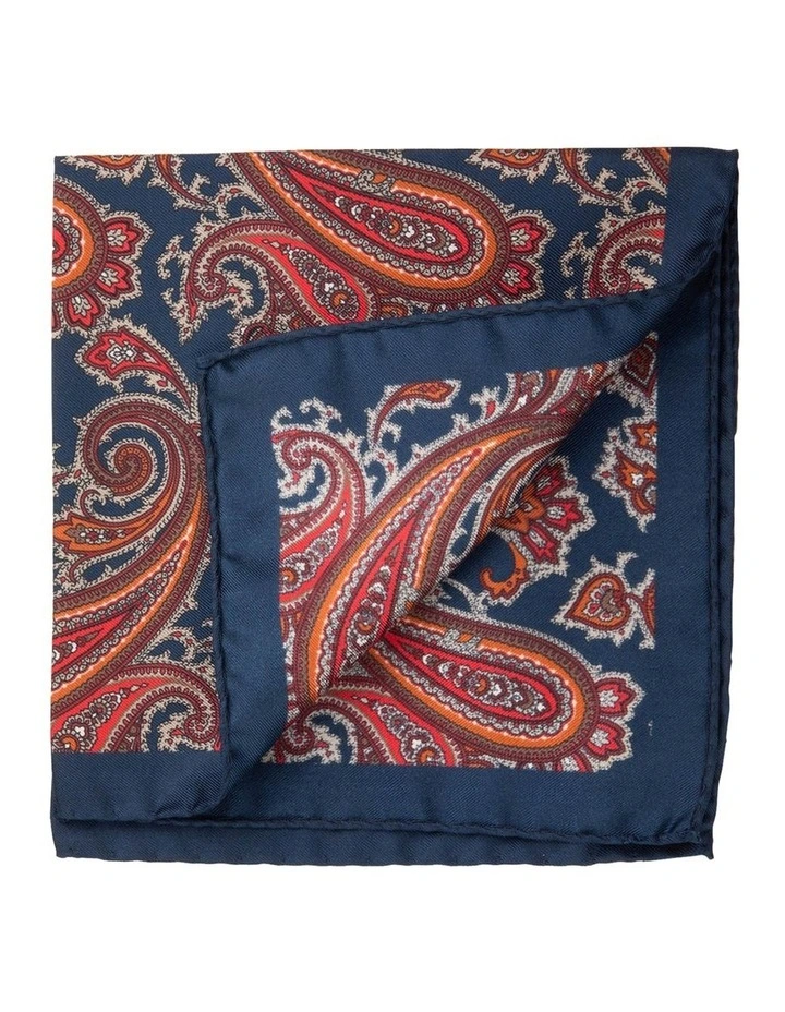 Navy Paisley Pocket Square