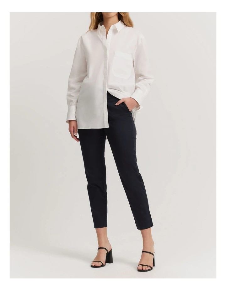 Cotton Sateen Pant in Navy