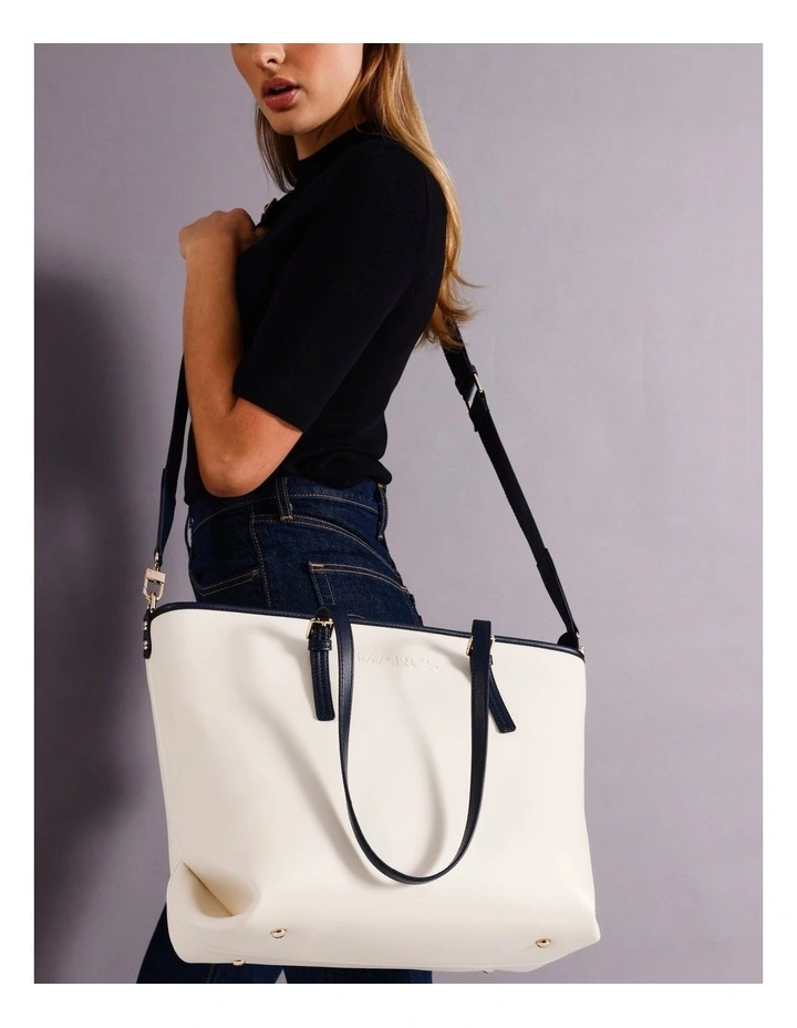 Beirut Tote Bag in Vanilla/Navy