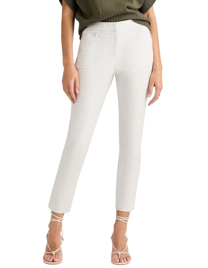 Sarah Gingham Cotton Pant in Grey/White