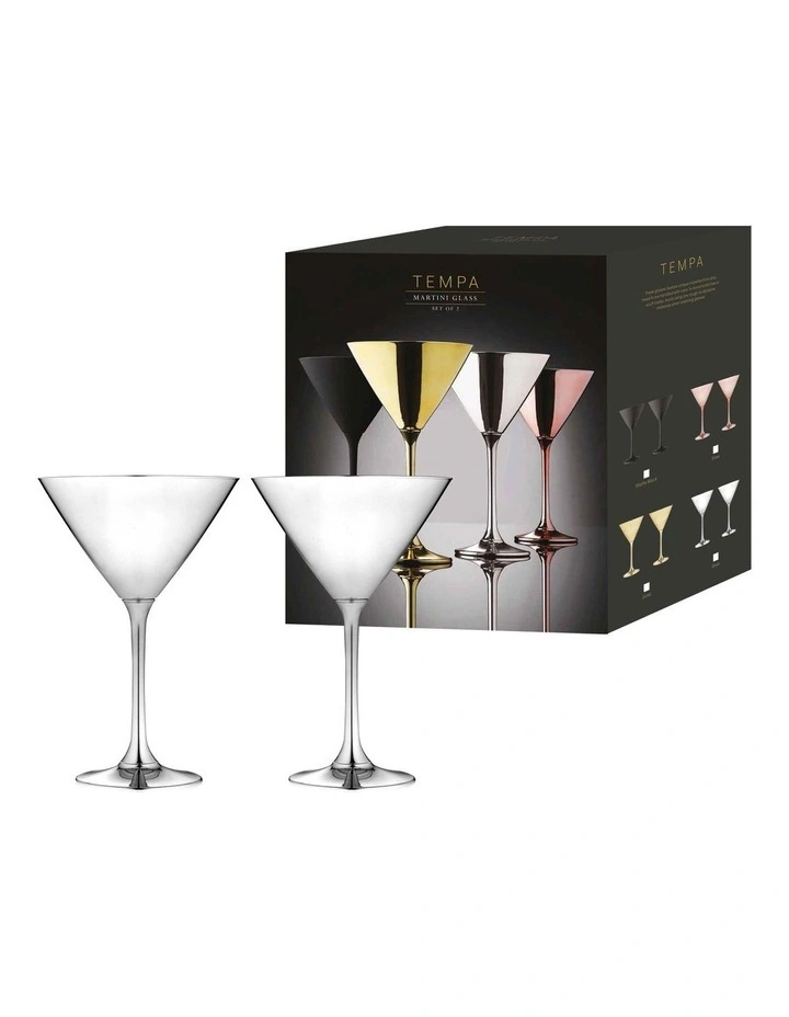 Aurora Martini Glass 2 Pack in Silver