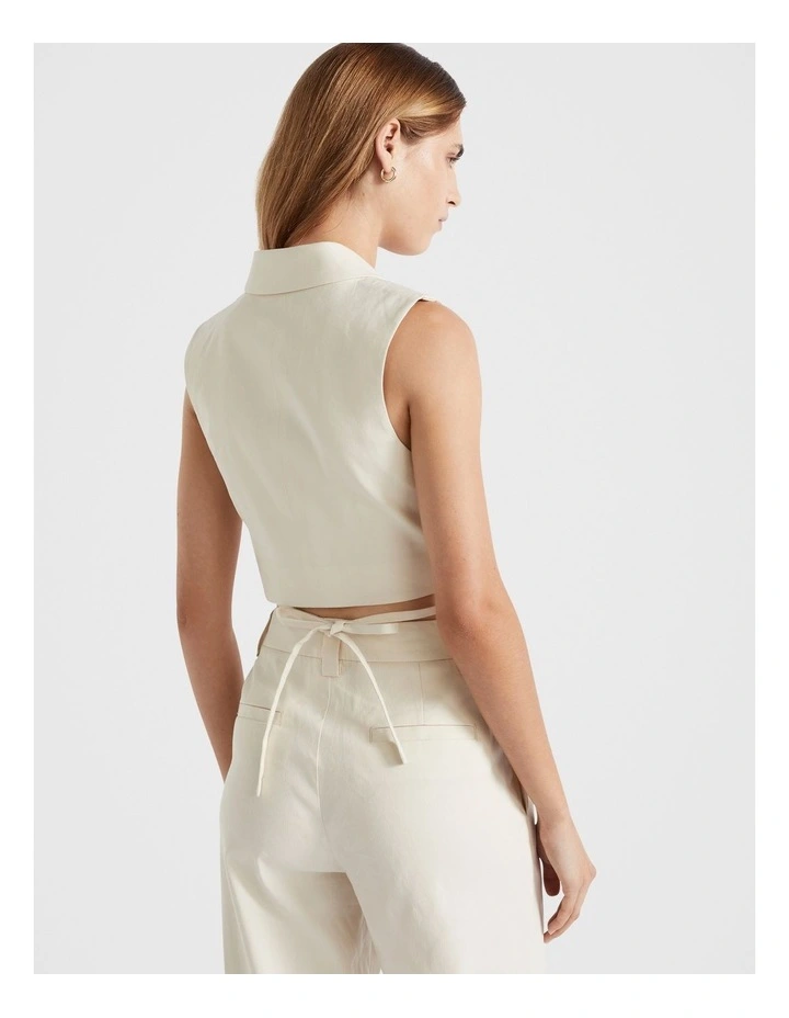 Wrap Tie Waist Vest in Grey