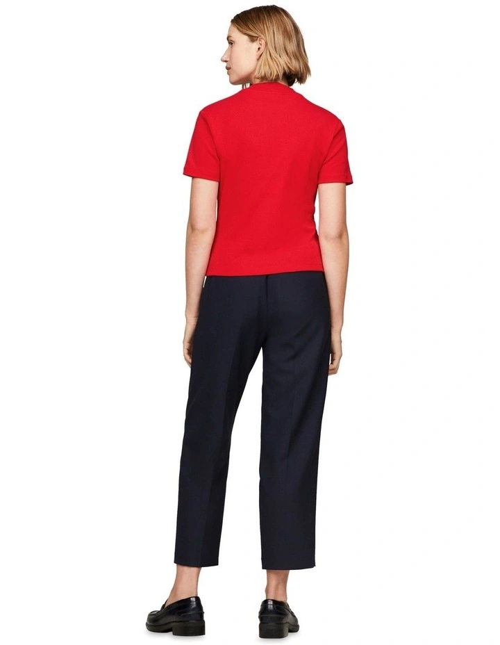 New Cody Slim Crop Mock Neck in Red