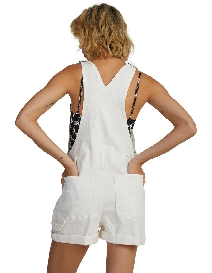 Denim Sloucher Overalls in Vintage White