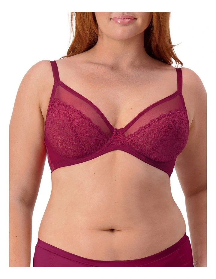 Sheer Minimiser Bra in Bordeaux