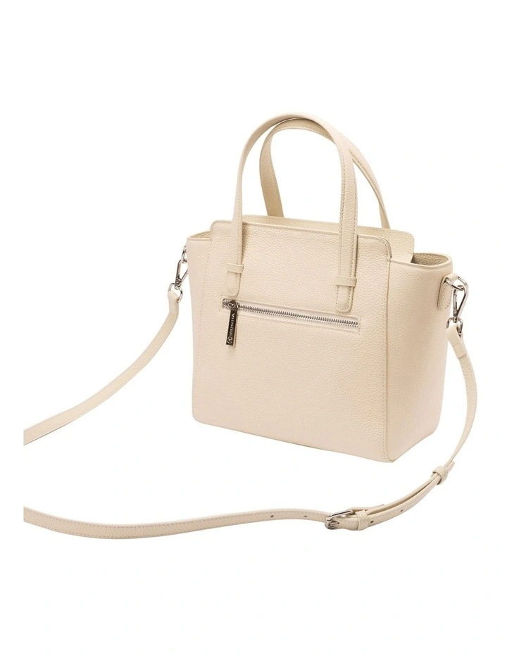 Veronica Leather Small Tote in Cream