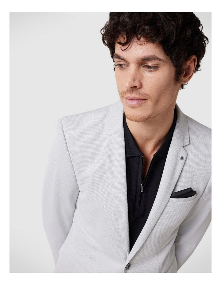 Regular Stretch Knitted Tailored Blazer in Bone