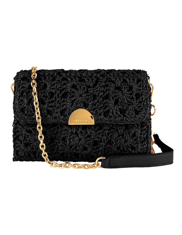 Millie Crocheted Shoulder Bag in Black