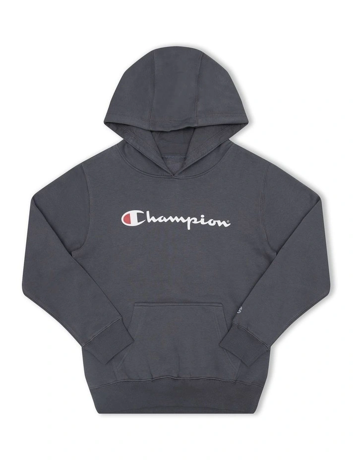 Junior Script Hoodie in Grey Ocean